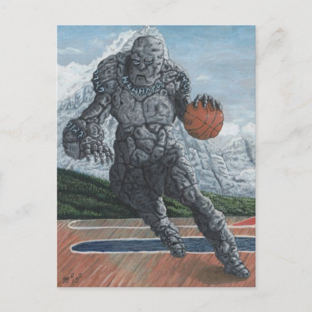 Postal de arte Fantasía en el baloncesto Stone Gol (Anverso)