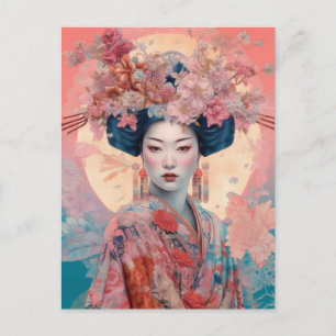 Postal de arte fantasmal de diosa japonesa