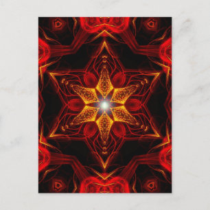Postal de arte fractal de estrella roja