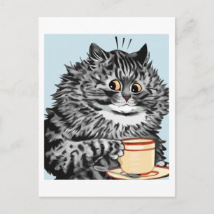 Postal de arte gato de vintage Louis Wain Teacup