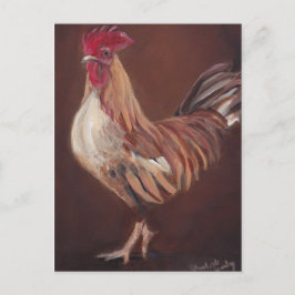 Postal de arte Gold y Red Rooster