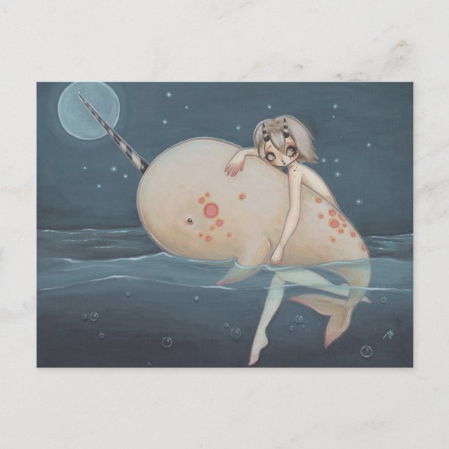 Postal de arte gótico de narwhal lowbrow (Anverso)