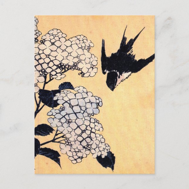 Postal de arte japonés vintage Hydrangea (Anverso)
