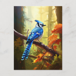 Postal de arte Jay Bird Azul