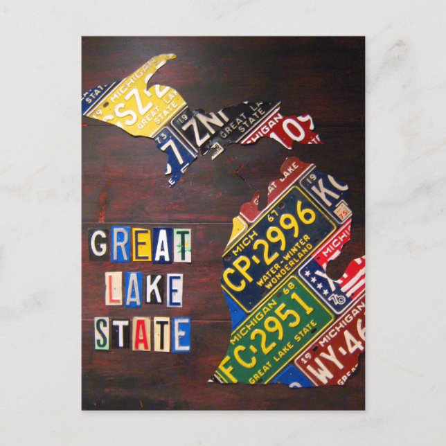 Postal de arte Mapa de licencia de Michigan (Anverso)
