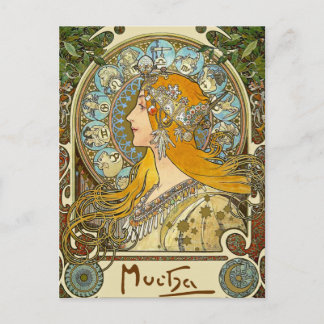 Postal de arte nouveau mucha - Zodiac - La Plume