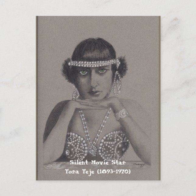 Postal de arte Orig, estrella de cine silenciosa (Anverso)