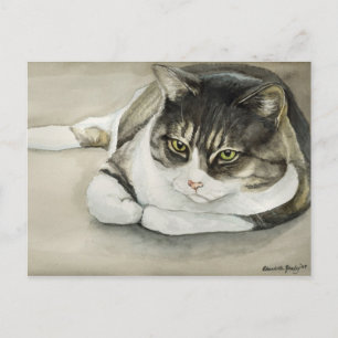 Postal de arte original de gato de Tabby