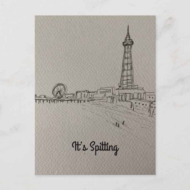 Postal de arte original de la Torre Blackpool (Anverso)