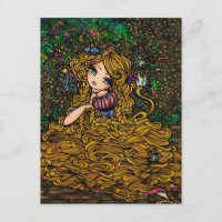 Postal de arte original de Rapunzel Storybook Prin