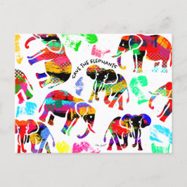 Postal de arte para elefantes