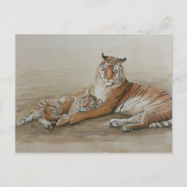 Postal de arte para tigre y gato