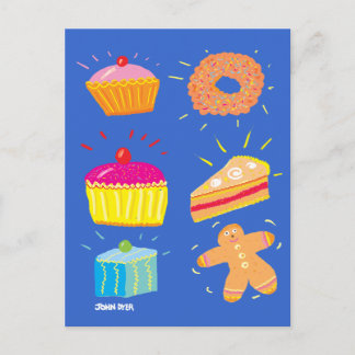 Postal de arte: pasteles, papas y pan de jengibre