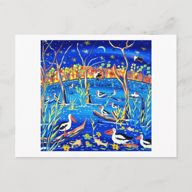 Postal de arte: Pelican Roost, Banrock Station (Anverso)