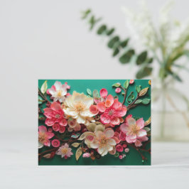 Postal de arte Quilly Cherry Blossom - Bloom Verde