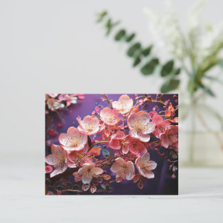 Postal de arte Quilly Cherry Blossom - Púrpura