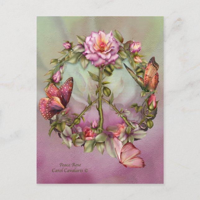 Postal de arte Rosa de la paz (Anverso)