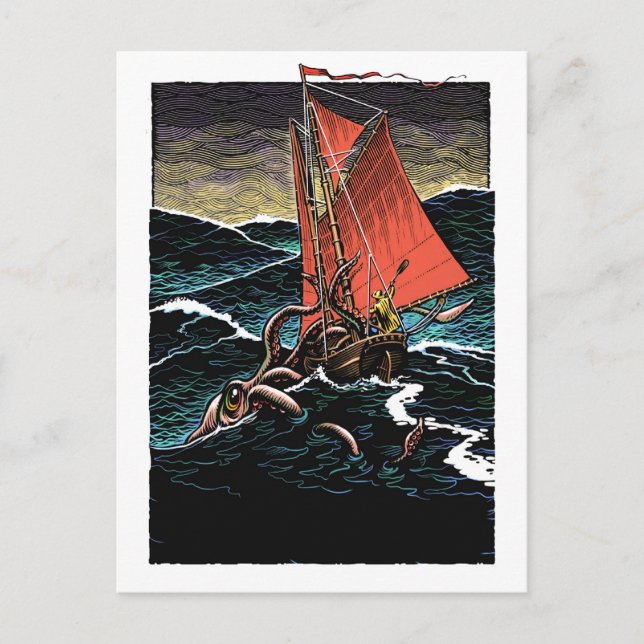 Postal de ataque de calamar (Anverso)