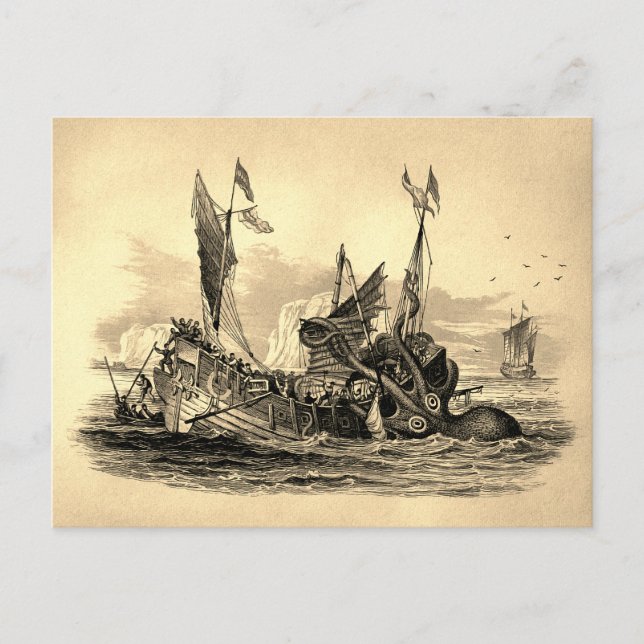 Postal de ataque de Kraken vintage (Anverso)