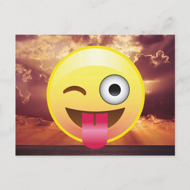 Postal de atardecer oceánico de la Emoji de salida (Anverso)