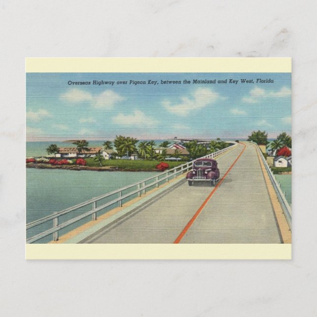 Postal de autopista Vintage Florida Keys (Anverso)