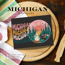 Postal de aventuras de camping de Michigan