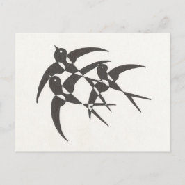 postal de aves Art Deco