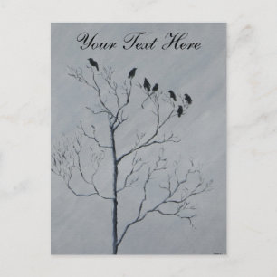 Postal de aves de invierno