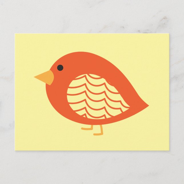 postal de aves extravagantes naranjas (Anverso)