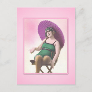 Postal de Babe de Beach Vintage Sun Bather Beach