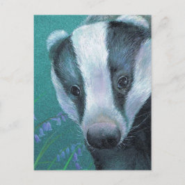 Postal de 'Badger in the bluebell woods'
