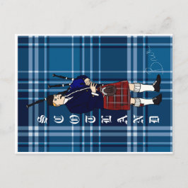 Postal de bagpiper de Escocia