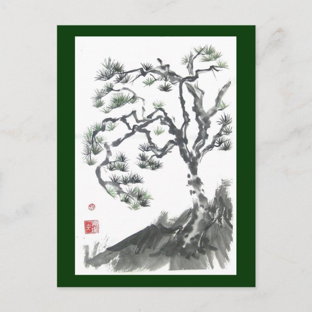 Postal de baile de árbol de pino (Anverso)