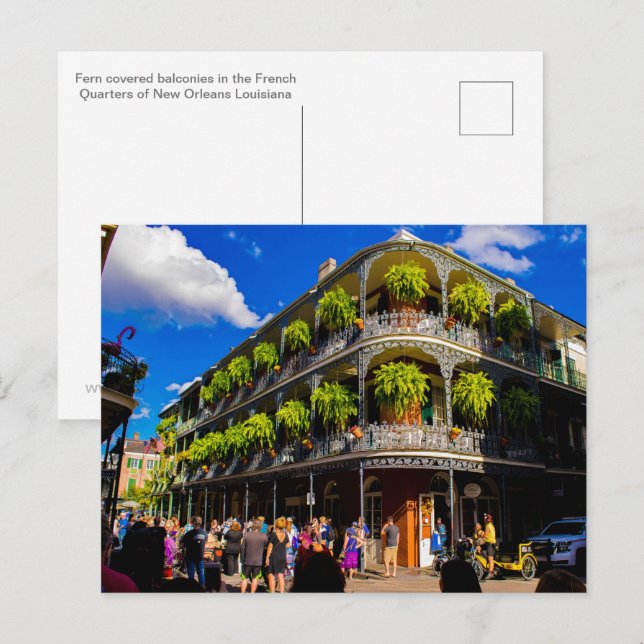 Postal de balcones cubiertos de fern (Anverso / Reverso)