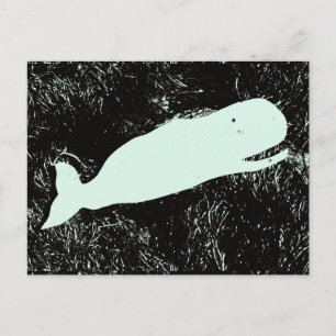 postal de ballena blanca riéndose