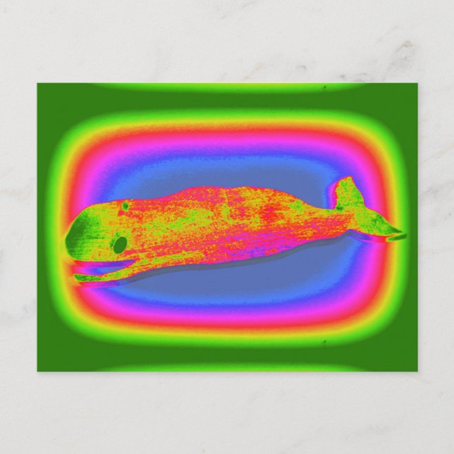 postal de ballena psicodélica sonriente (Anverso)