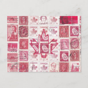 Postal de bandera canadiense - Collage de sello!