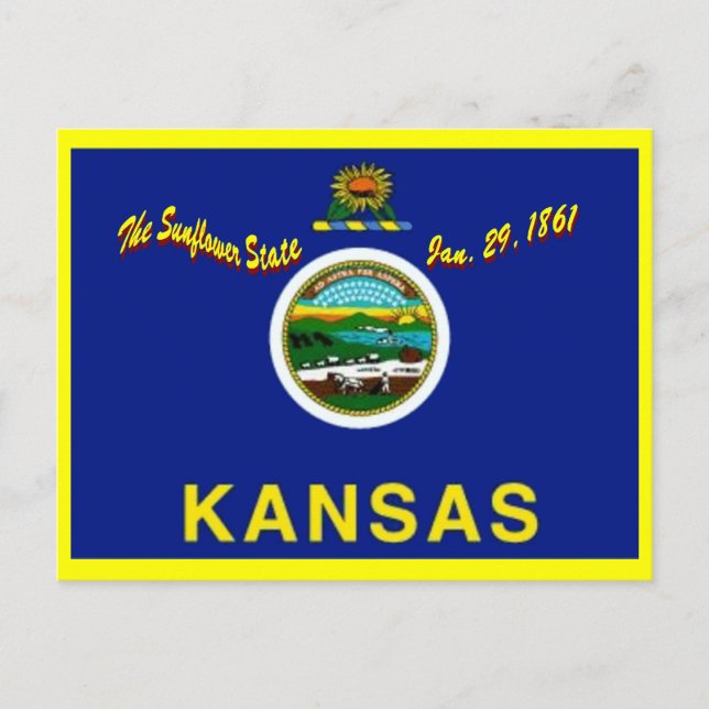 Postal de bandera de Kansas (Anverso)