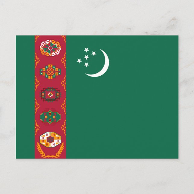 Postal de bandera de Turkmenistán (Anverso)