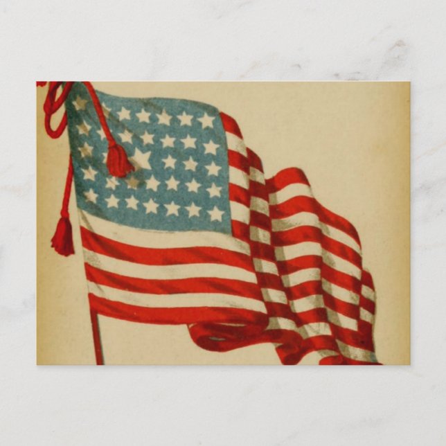 Postal de bandera estadounidense vintage (Anverso)