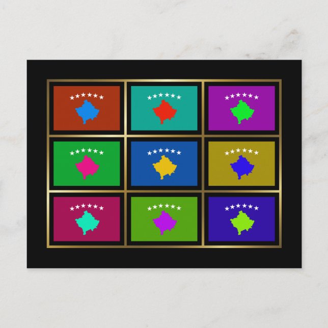 Postal de bandera multihueco de Kosovo (Anverso)