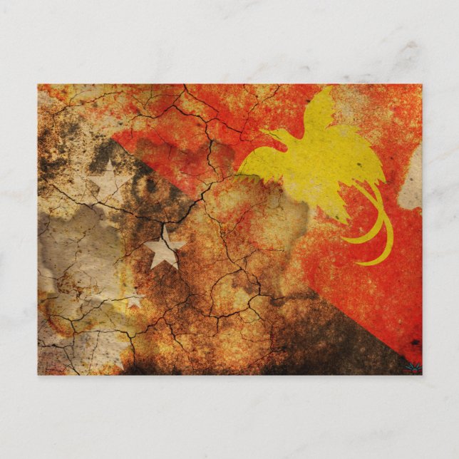 Postal de bandera ondulada de Papúa Nueva Guinea (Anverso)