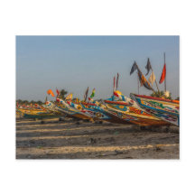 Postal de barcos pesqueros de Gambia
