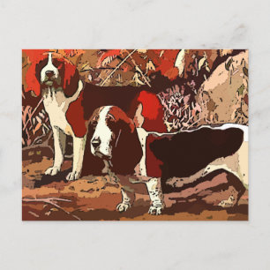 Postal de Beagles pintadas de época