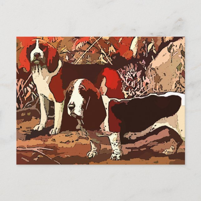 Postal de Beagles pintadas de época (Anverso)