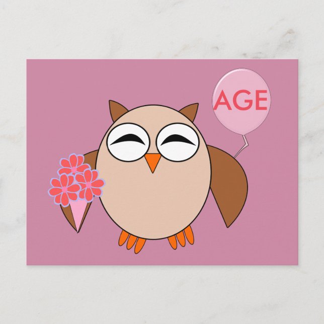 Postal de Bechuza de Cumpleaños de la Edad del per (Anverso)