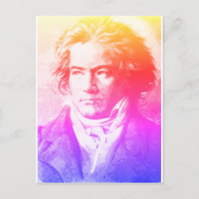 Postal De Beethoven En Colores (Anverso)