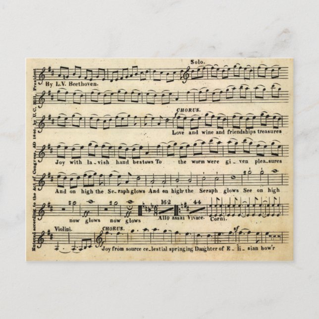 Postal de Beethoven Sinfonía No. 9 (Anverso)