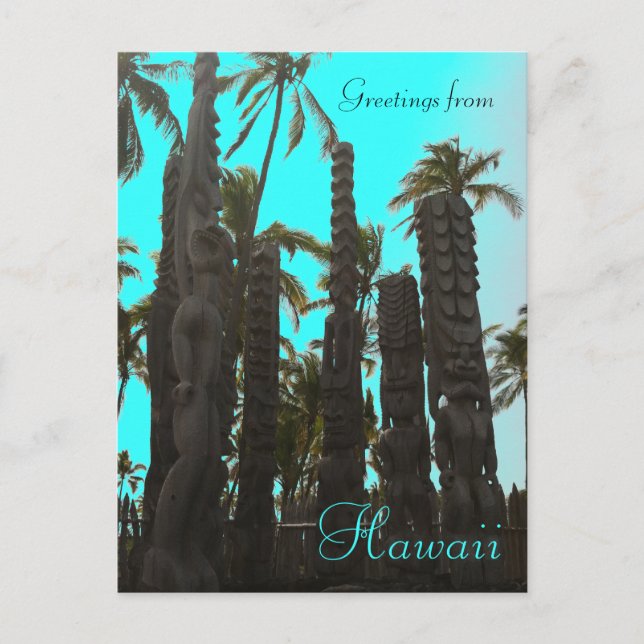 postal de bienvenida con tema de tiki azul verde a (Anverso)