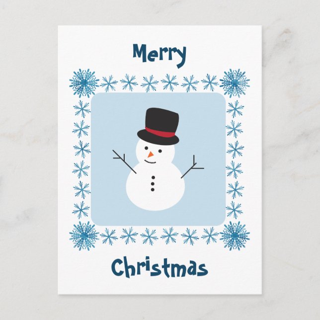 Postal de bienvenida de invierno de Snowman Merry  (Anverso)